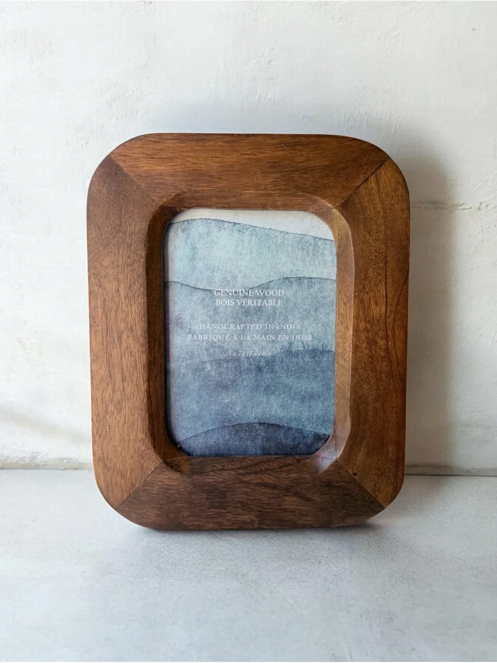 Handcrafted Solid Wood Photo Frame - Brown 5”x7” rustic wooden frame